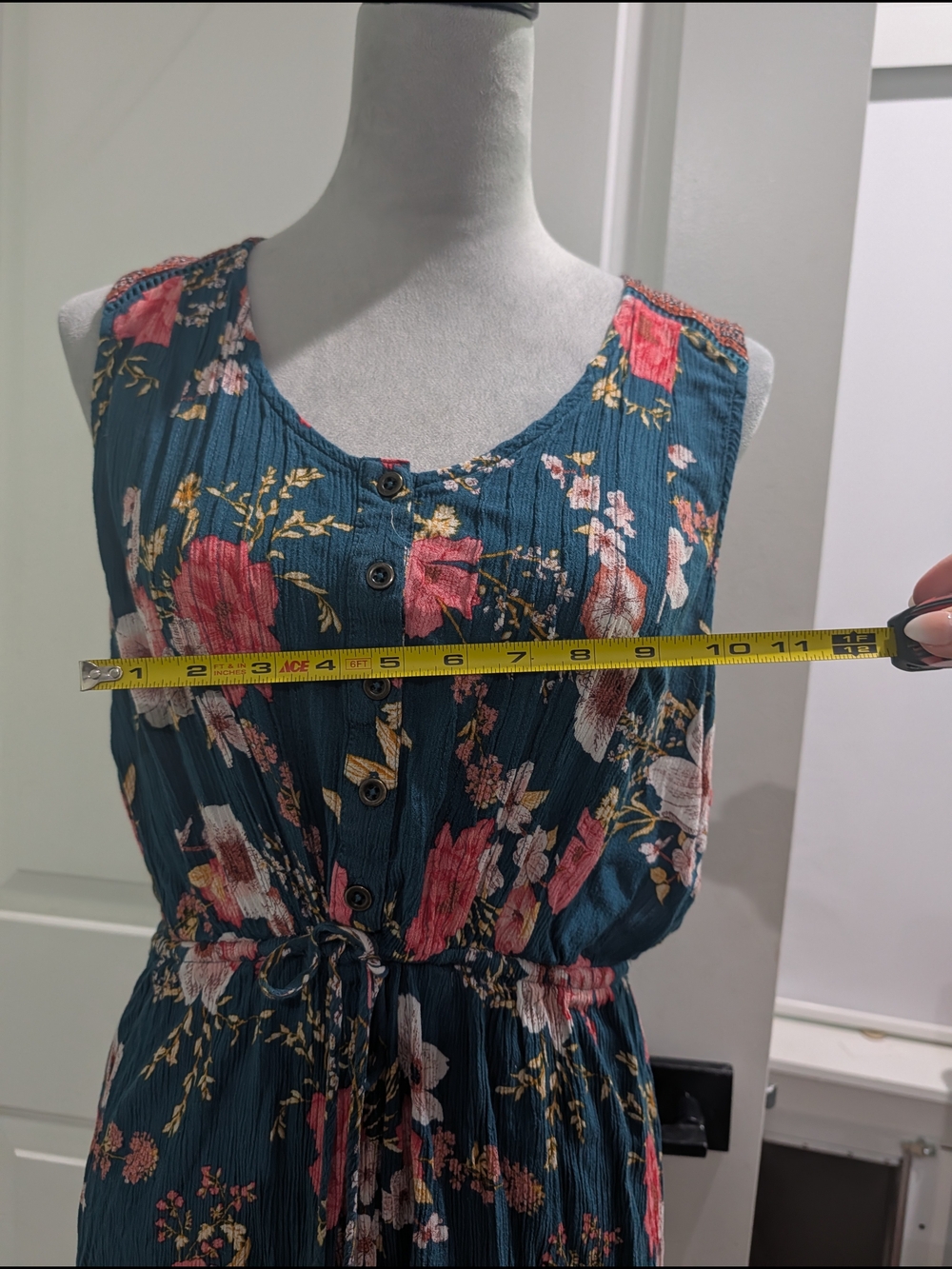 Knox Rose Teal Floral Midi Dress with Pink Accents - Picture 3 of 5